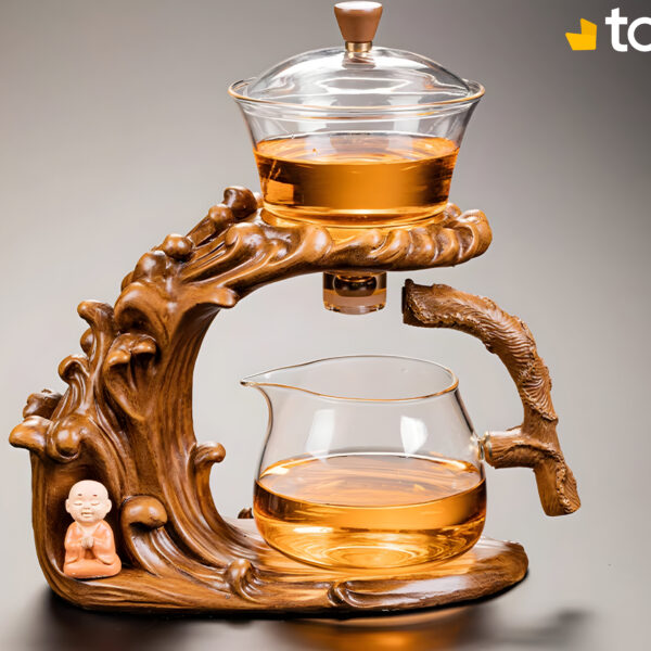 Service à thé magnétique (style bois)